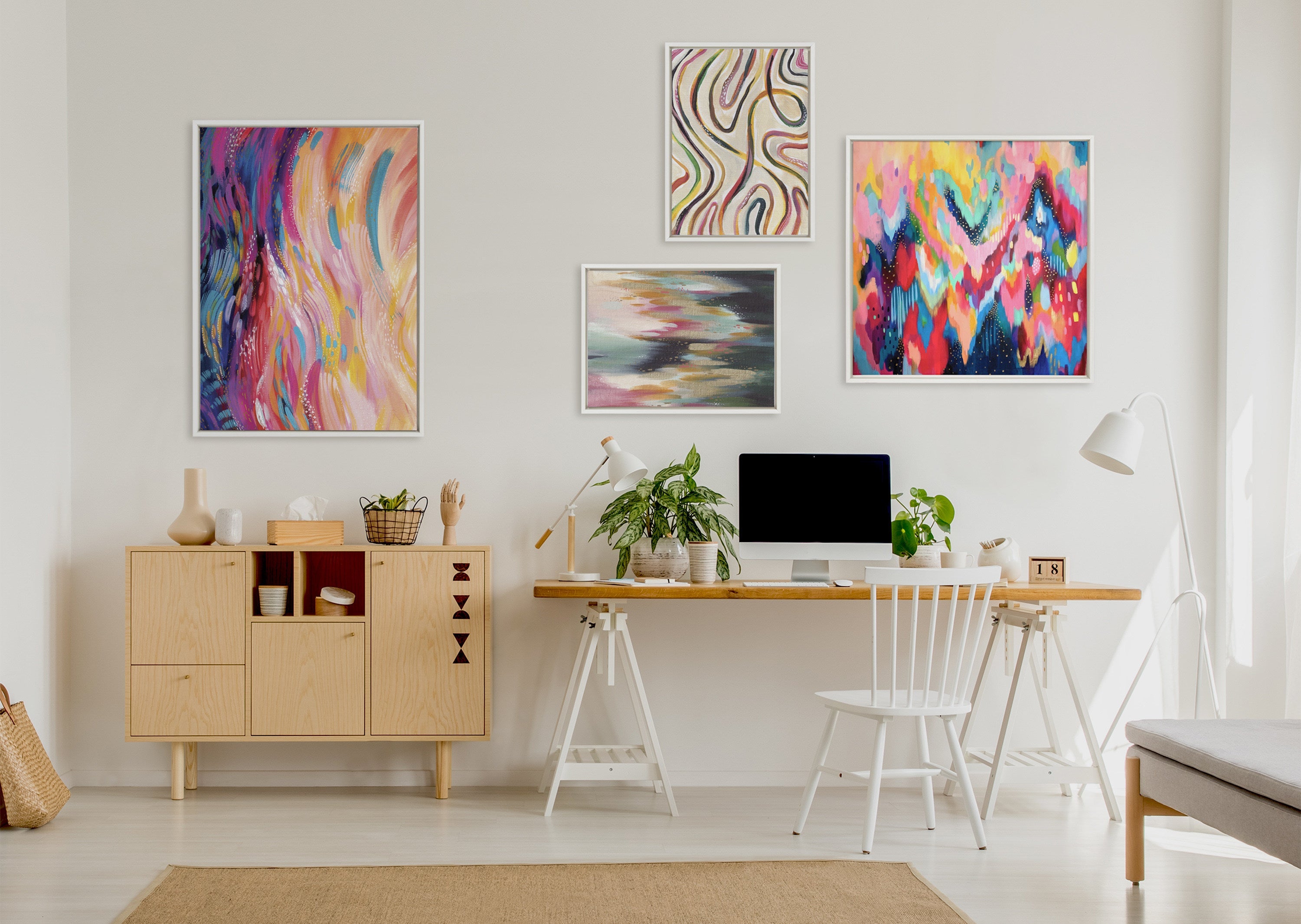 Sylvie EV Brushstroke 100 Framed Canvas by kateandlaurel - product image 11 for Resin Society