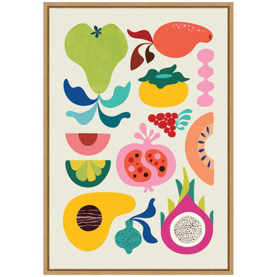 Sylvie Modern Colorful Abstract Fruits Framed Canvas by Rachel Lee
