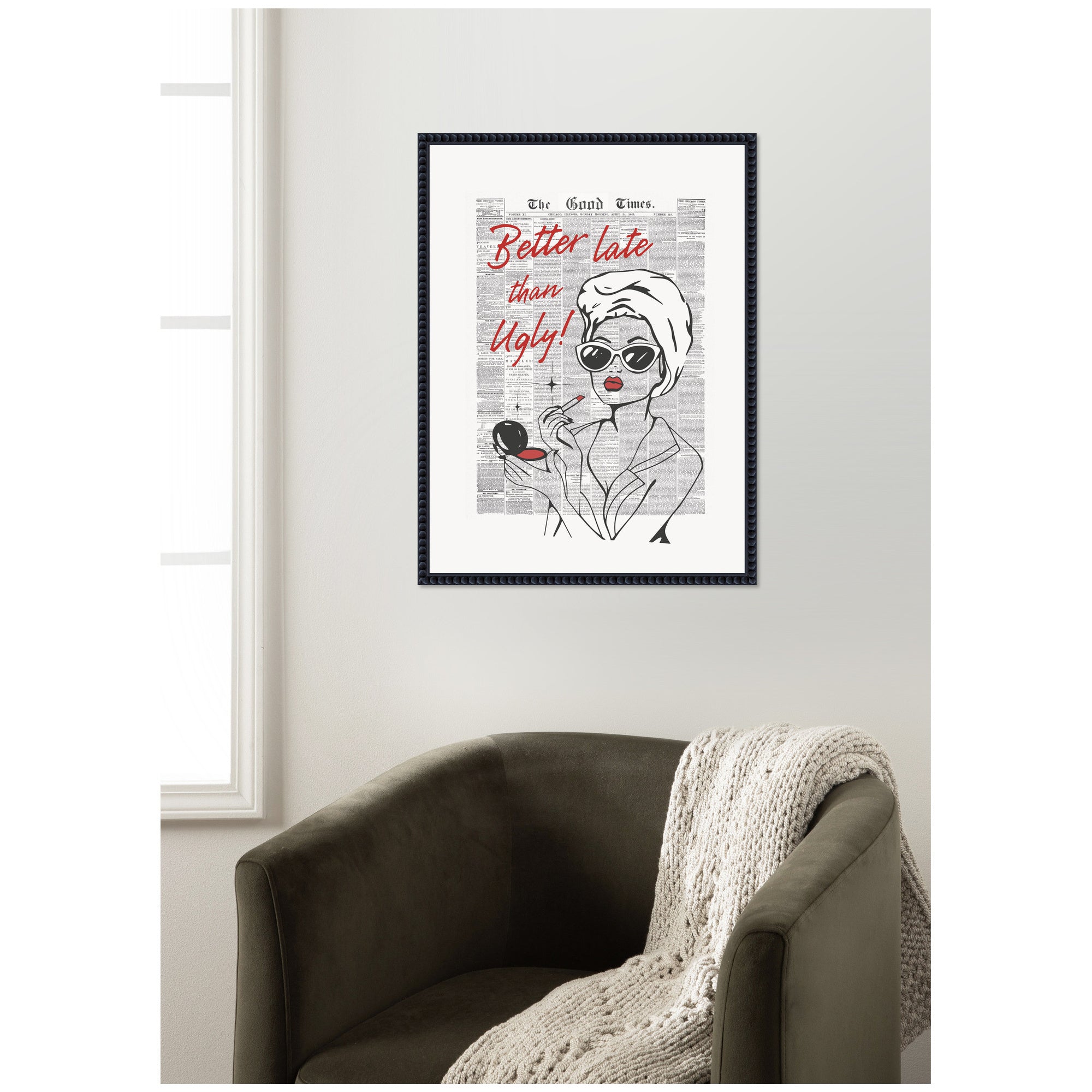Better Late Than Ugly Newspapers by Honey Island Studio Framed Canvas Wall Art Print