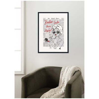 Better Late Than Ugly Newspapers by Honey Island Studio Framed Canvas Wall Art Print