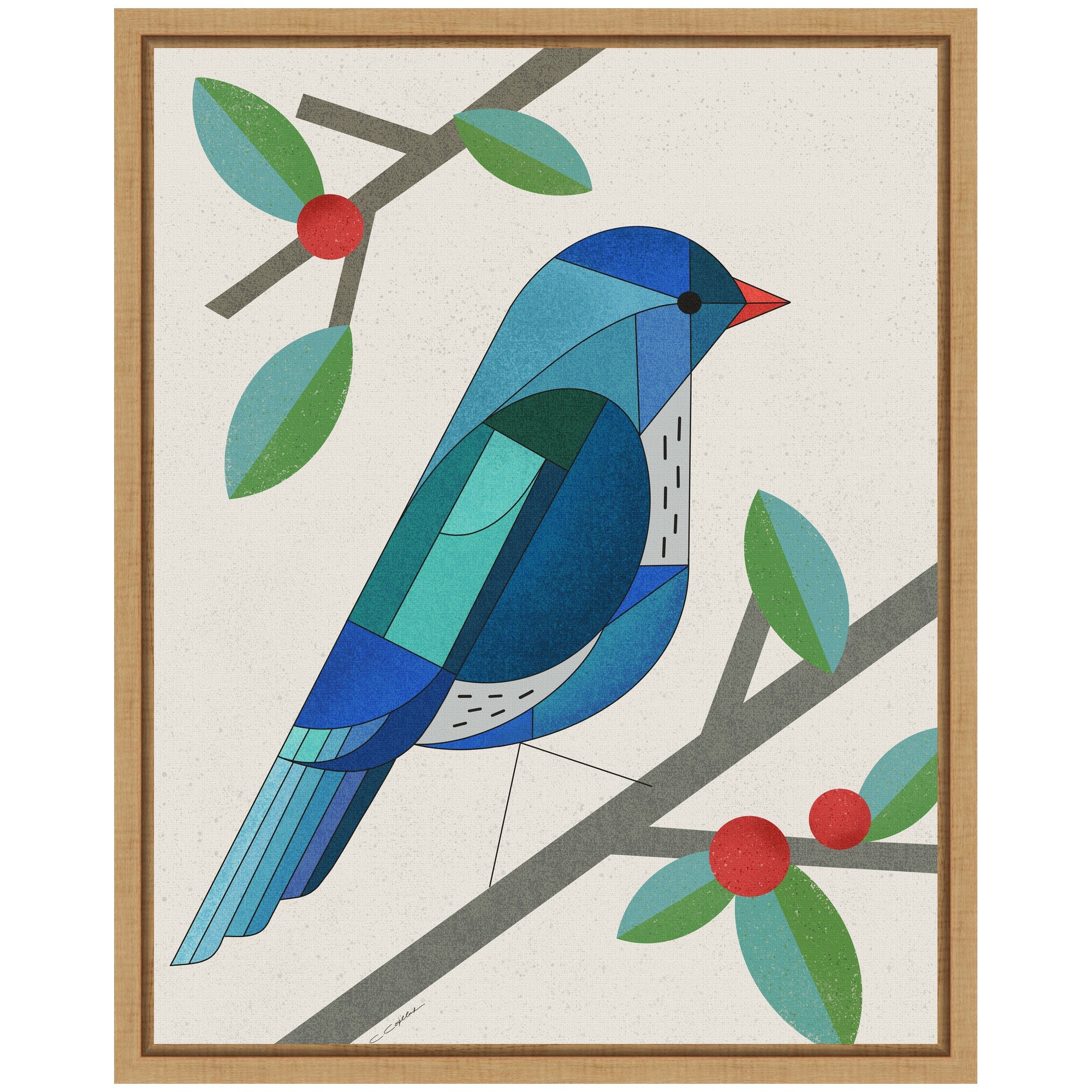 Sylvie MCM Bluebird Framed Canvas by Carey Copeland