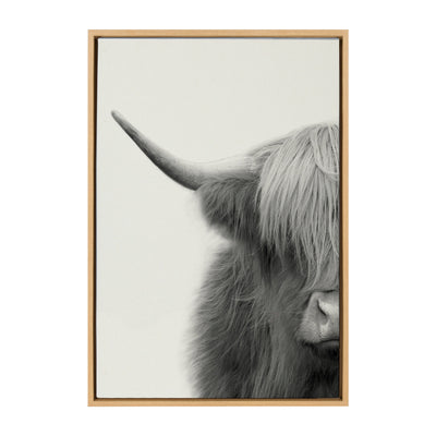 Sylvie Hey Dude Highland Cow Crop Framed Canvas by The Creative Bunch