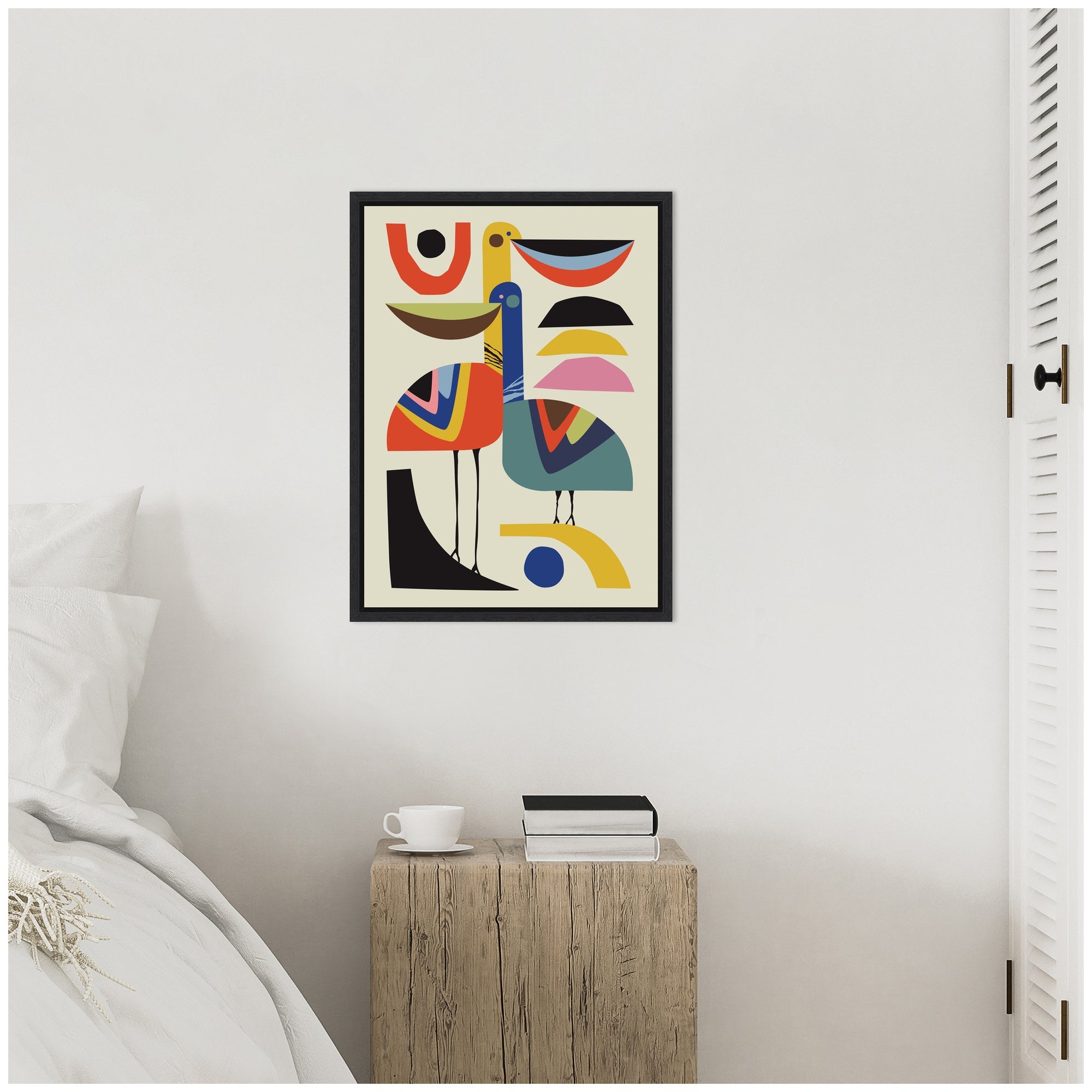 Sylvie Pelican Love Framed Canvas by Rachel Lee