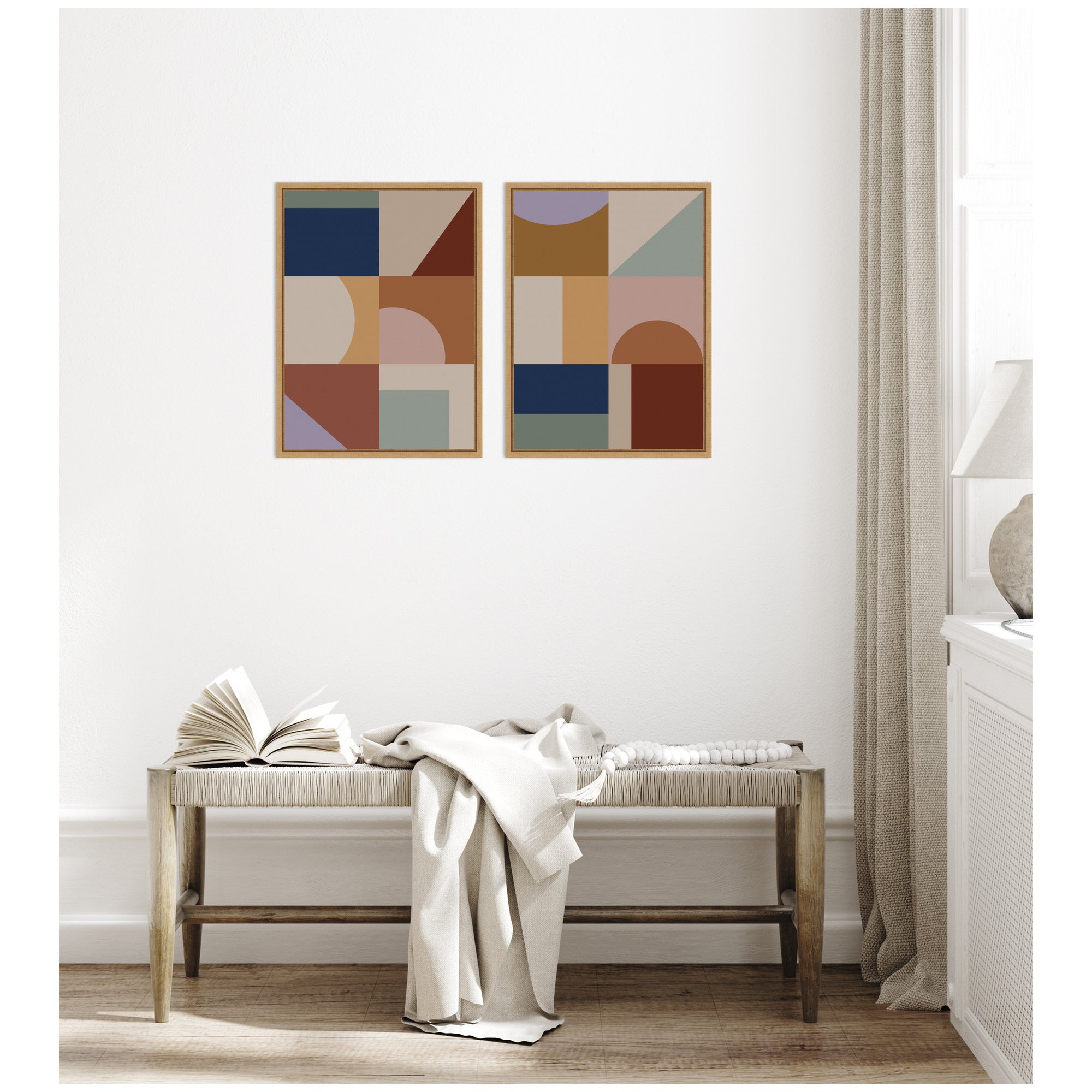 Modern Bohemian Pattern 2 Piece Framed Canvas Wall Art Set