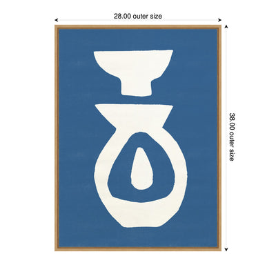 Sylvie Ceramic Blue Beige 1 Framed Canvas by Rocket Jack