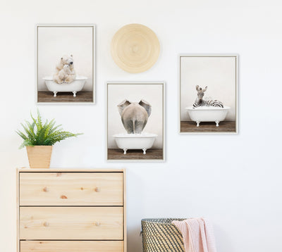 Sylvie Mother and Baby Polar Bear in Rustic Bath Framed Canvas by kateandlaurel - product image 5 for Resin Society