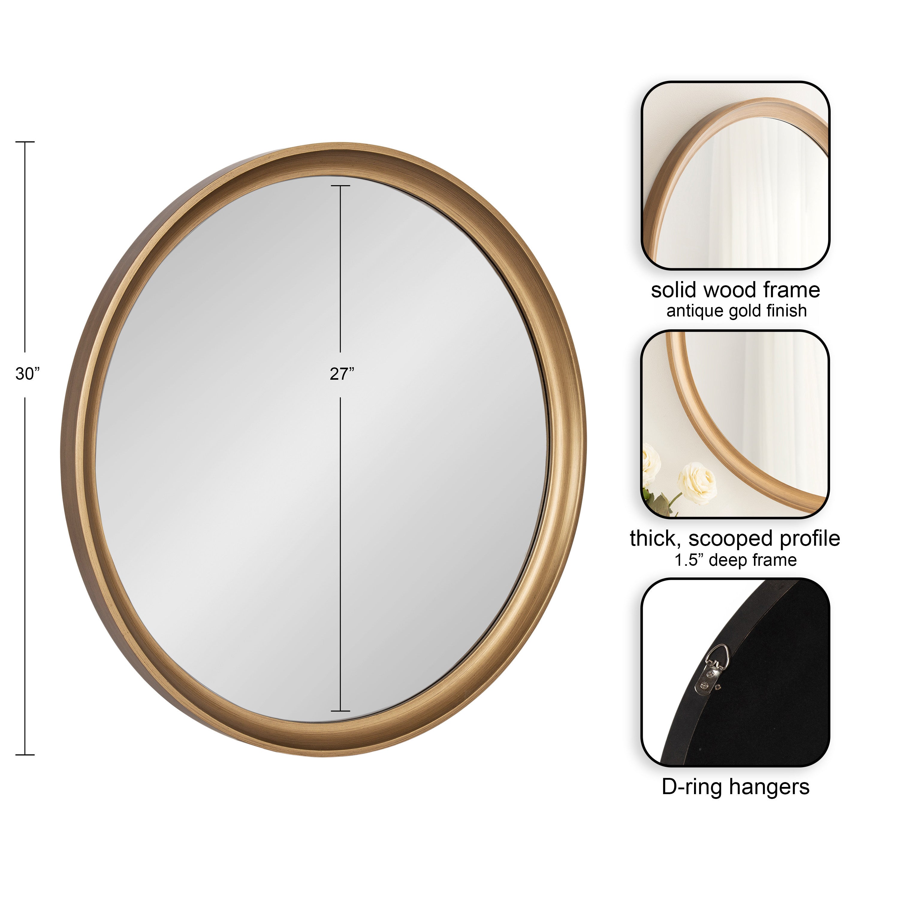 Hatherleigh Round Wood Wall Mirror