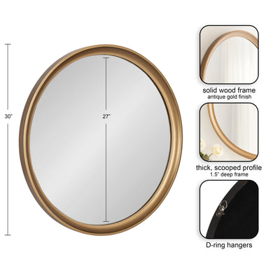 Hatherleigh Round Wood Wall Mirror