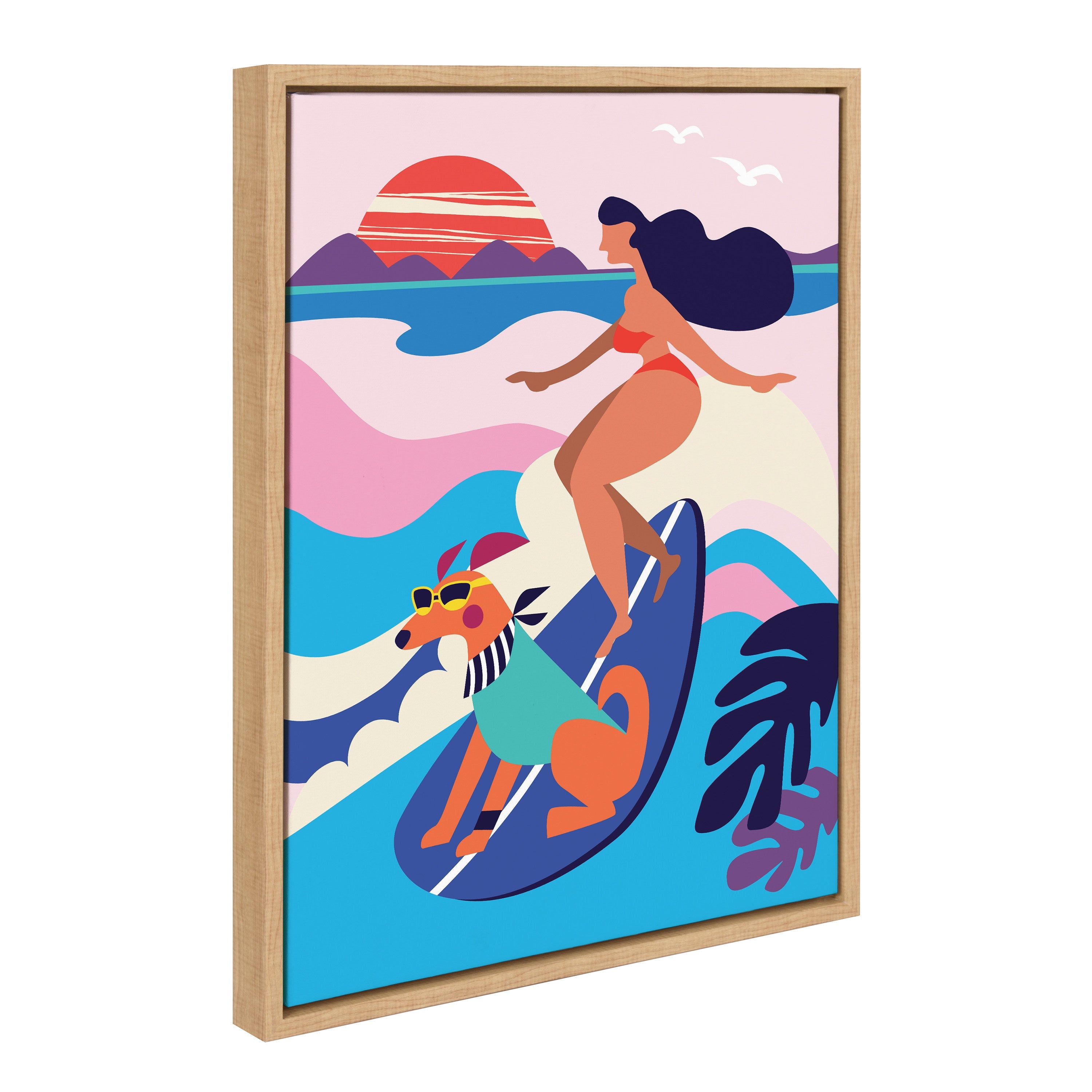 Sylvie Mid Century Modern Surf Dog Framed Canvas by kateandlaurel - product image 10 for Resin Society
