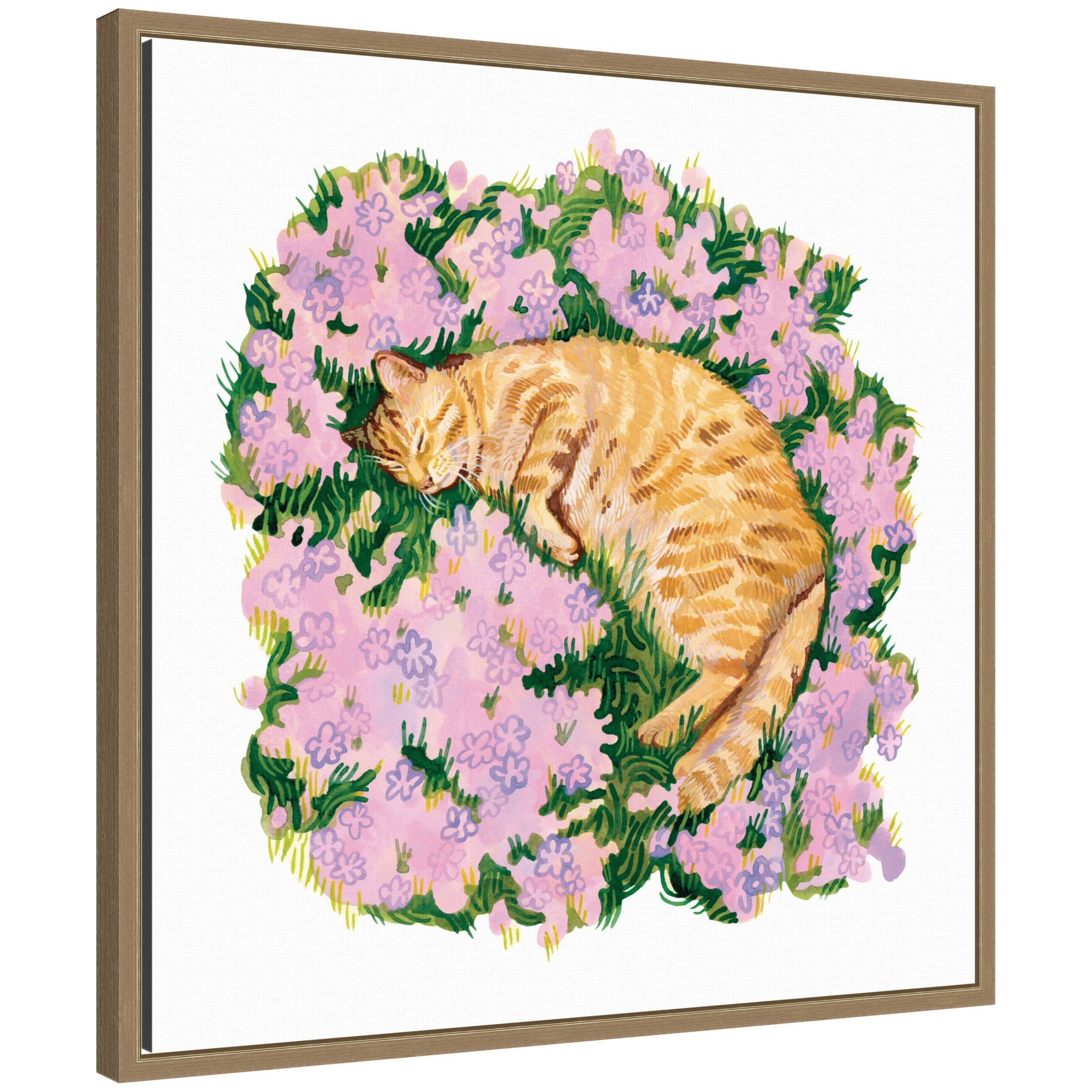 Dream on the Meadow framed canvas wall art showing a whimsical landscape in Sylvie dark gold frame