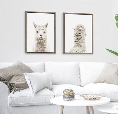 Sylvie Alpaca Front and Alpaca Back Framed Canvas Art Set by Amy Peterson Art Studio