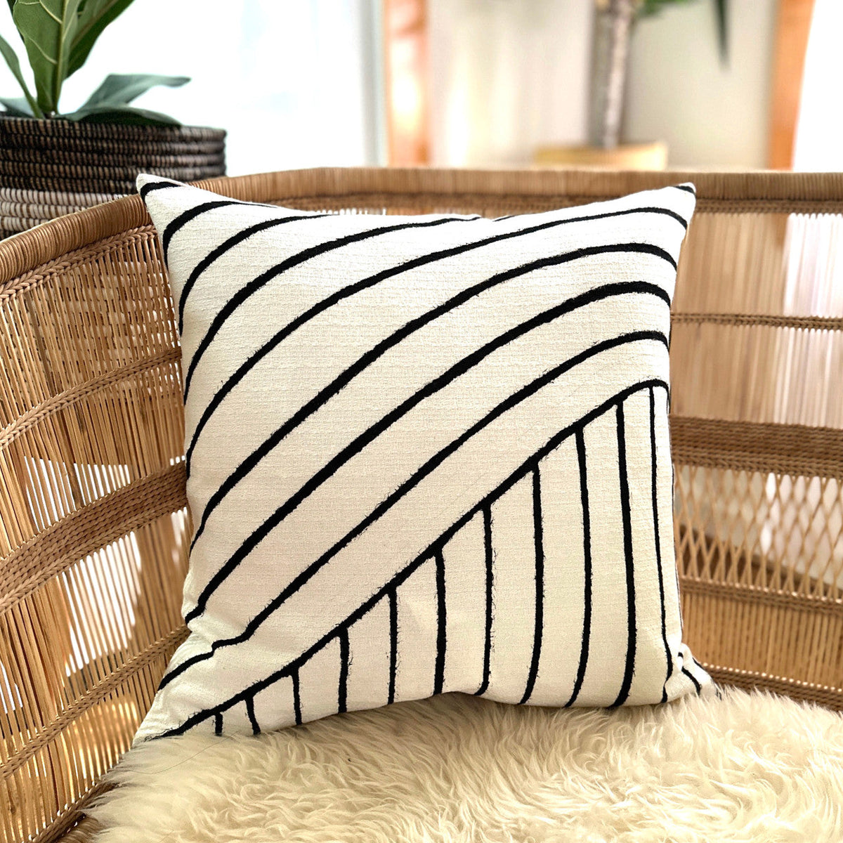 Organic Lines White Sadza Pillow by Mbare Ltd - main product image for Resin Society
