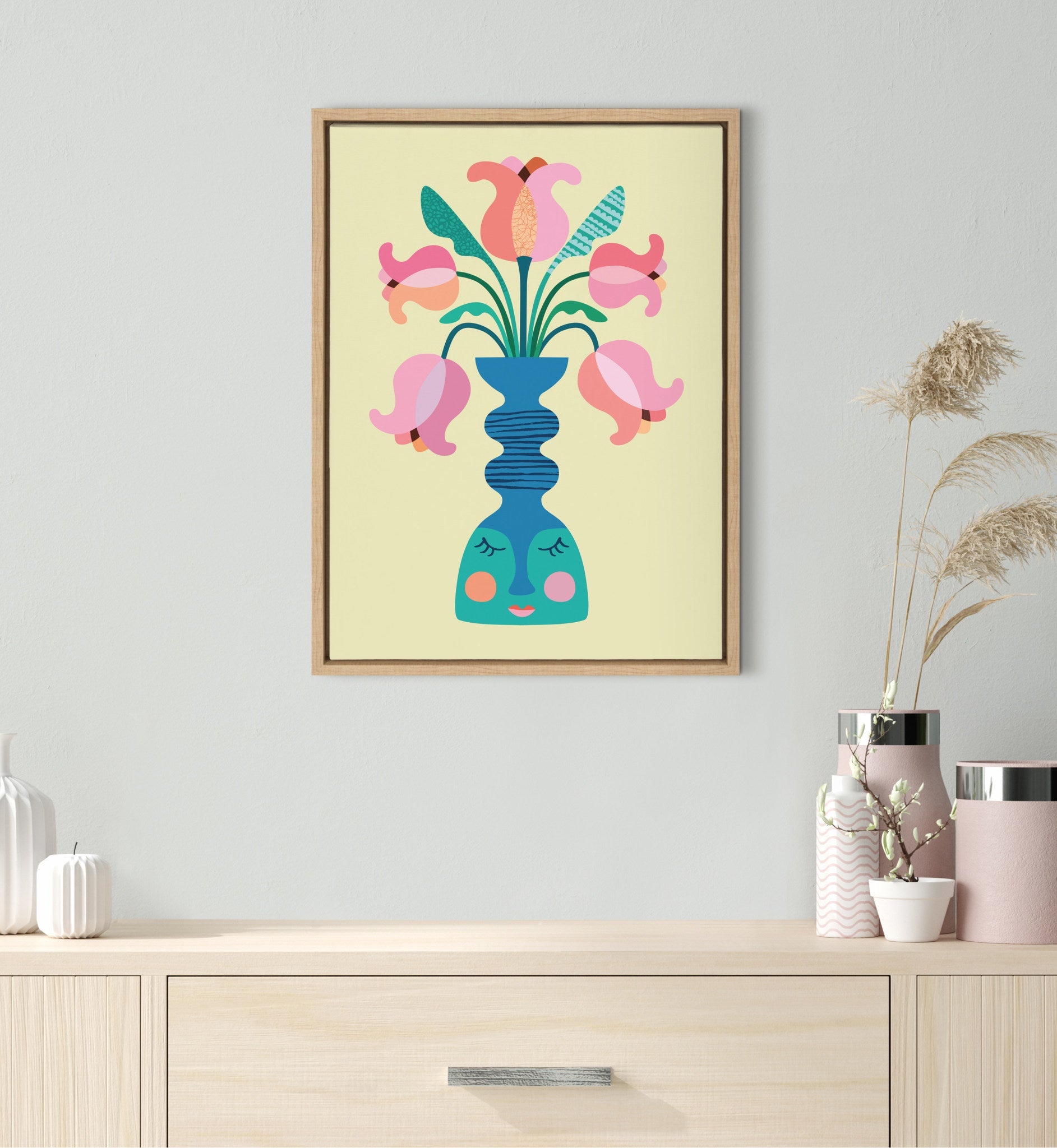 Sylvie Mid Century Modern Tulips Framed Canvas by kateandlaurel - product image 8 for Resin Society