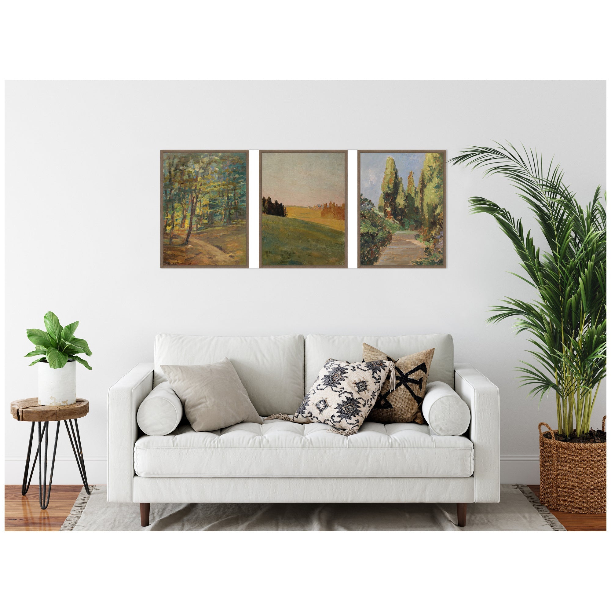 Forest Interior, Evening 1910 & Parklandschaft 3 Piece Framed Canvas Wall Art Set