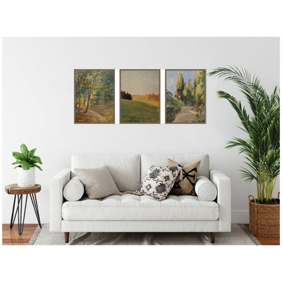 Forest Interior, Evening 1910 & Parklandschaft 3 Piece Framed Canvas Wall Art Set