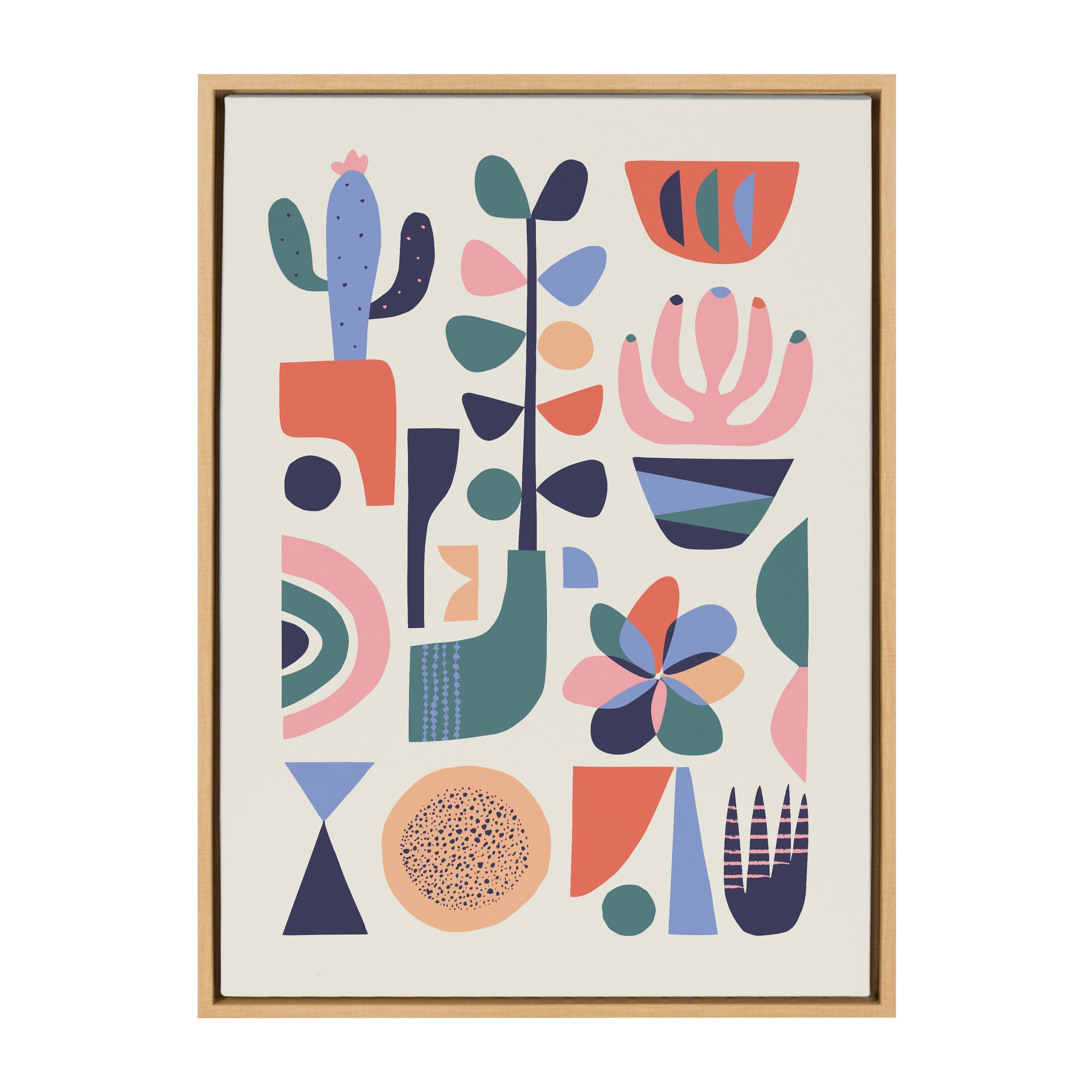 Sylvie Mid Century Succulents Framed Canvas