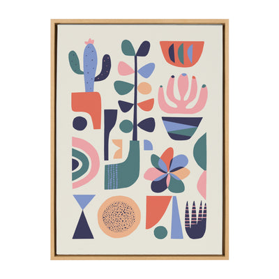 Sylvie Mid Century Succulents Framed Canvas