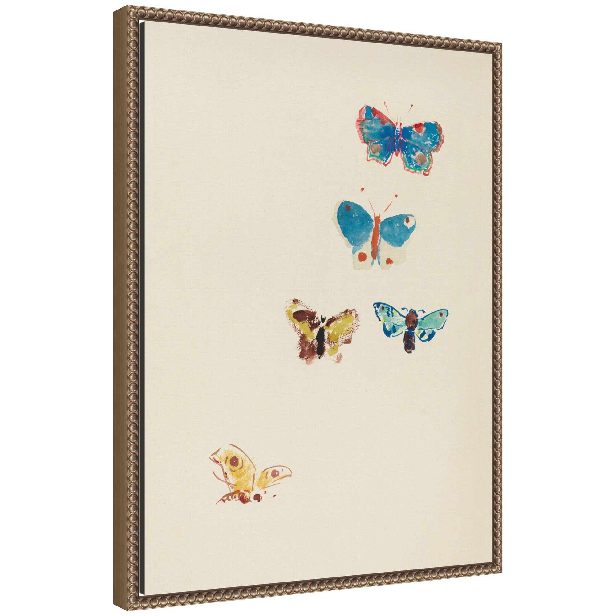 Five Butterflies 1912 Odilion Redon by Nostalgia Prints Framed Canvas Wall Art Print