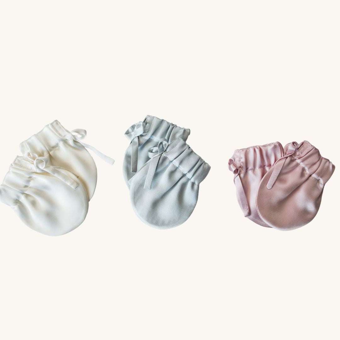 Organic Charmeuse Silk Baby Mittens by Perle Silk - main product image for Resin Society