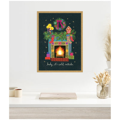 Sylvie Framed Canvas Christmas Fireplace by Shannon Snow
