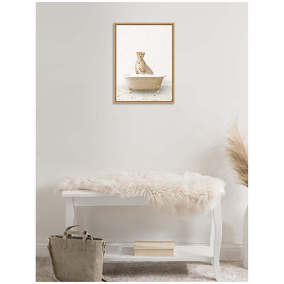 Sylvie Cheetah in Terrazzo Bathtub Framed Canvas by Amy Peterson
