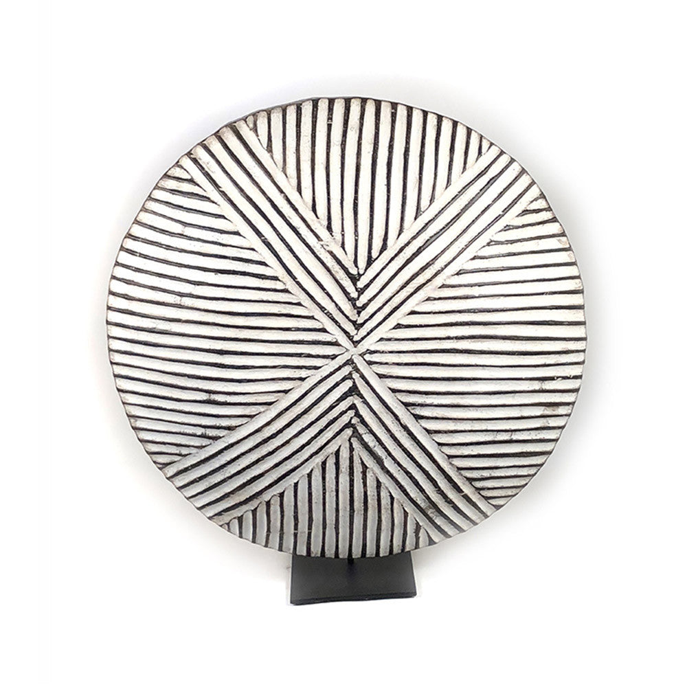 Round Bamileke Shield 22" Geometric Pattern by Mbare Ltd - main product image for Resin Society