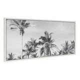Sylvie Coastal Coconut Palm Tree Beach BW Framed Canvas by kateandlaurel - main product image for Resin Society