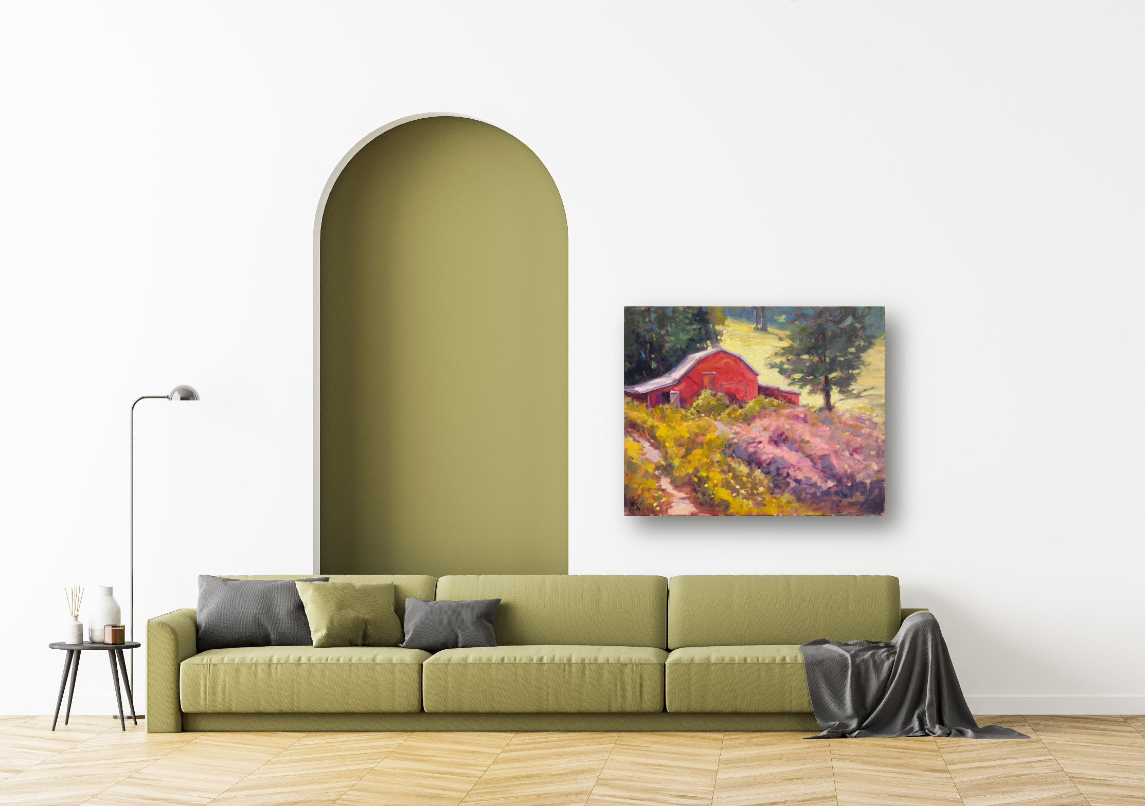 Barn on a Hillside Artist Enhanced Canvas Print by John Beard Collection - product image 2 for Resin Society