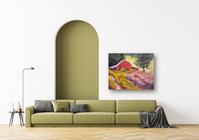 Barn on a Hillside Artist Enhanced Canvas Print by John Beard Collection - product image 2 for Resin Society