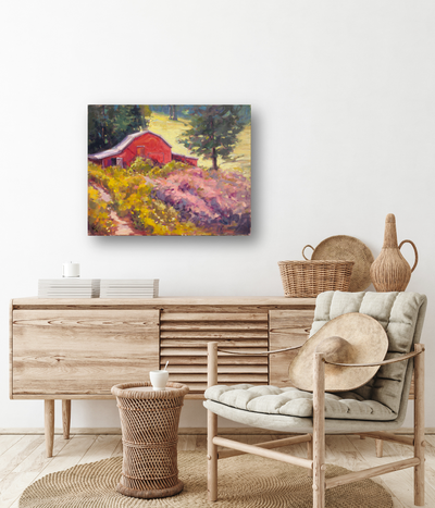 Barn on a Hillside Artist Enhanced Canvas Print by John Beard Collection - product image 3 for Resin Society
