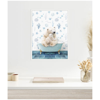 Sylvie Mother and Baby Polar Bear in Under the Sea Bathtub Framed Canvas by Amy Peterson