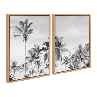 Sylvie Coastal Coconut Palm Tree Beach BW Framed Canvas Set by The by kateandlaurel - product image 10 for Resin Society