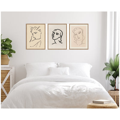 Profil de Femme Henri Matisse 3 Piece Framed Canvas Wall Art Set by Nostalgia Prints