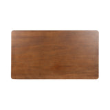 Rectangular coffee table top with smooth rounded corners and warm brown wood grain finish, viewed from above on white background.