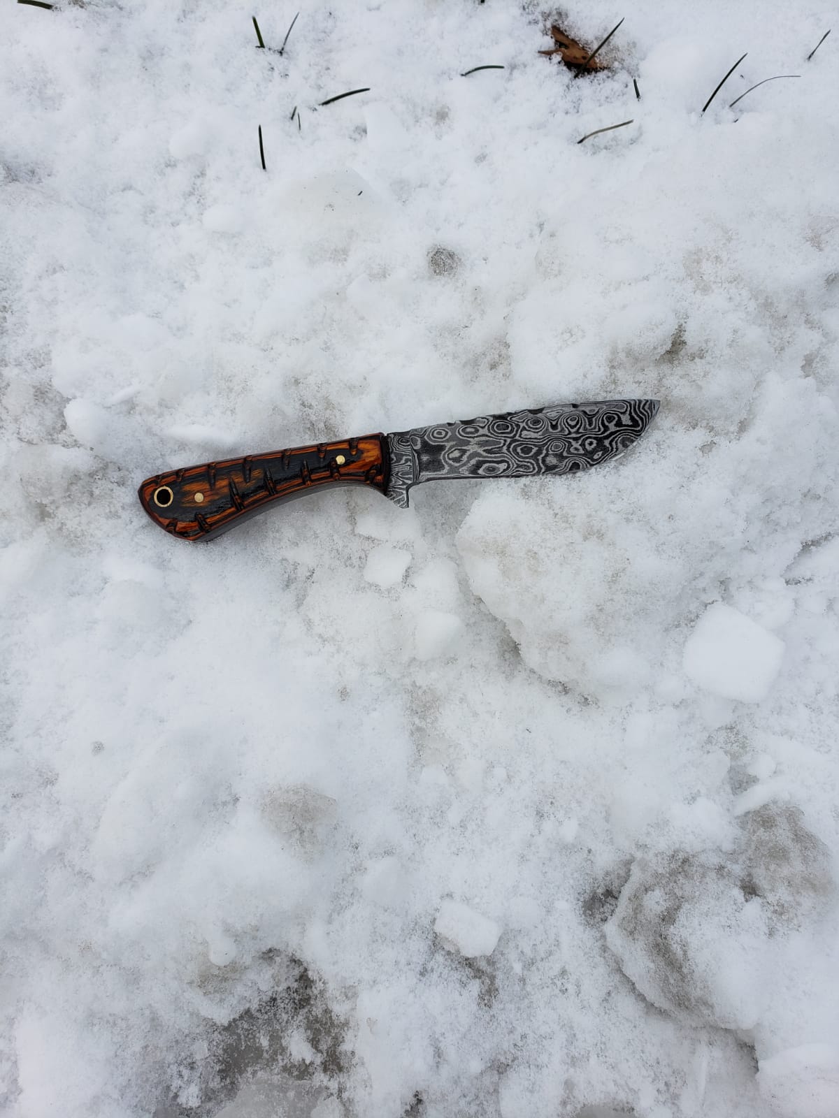 Damascus Knife perfect Utility Neck Knife TD-239 detail image - Resin Society