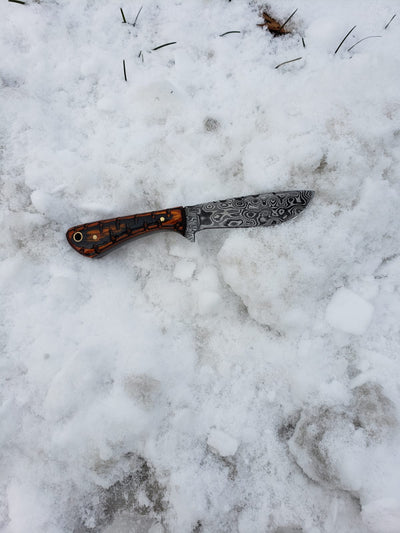 Damascus Knife perfect Utility Neck Knife TD-239 detail image - Resin Society