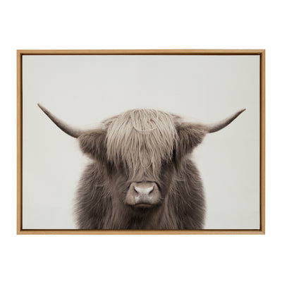 Sylvie Hey Dude Highland Cow Color Framed Canvas by The Creative Bunch