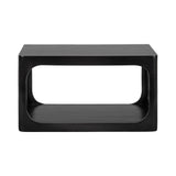Black rectangular Dahl Floating Side Table with a hollow center and rounded inner corners, shown from the front on a white background.