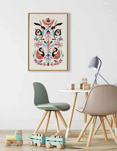 Sylvie Floral Bunny Framed Canvas by kateandlaurel - product image 6 for Resin Society