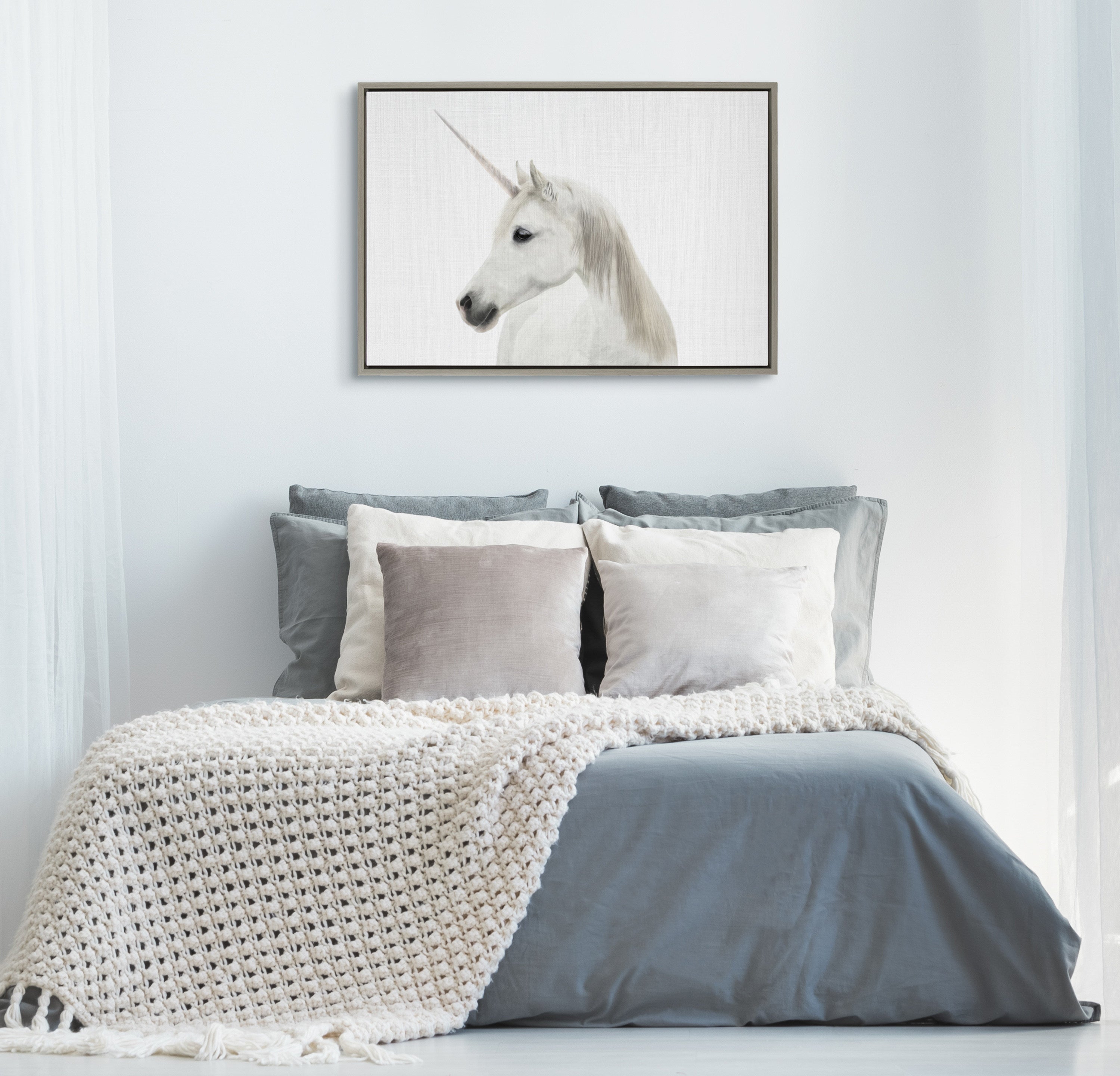 Sylvie Unicorn Framed Canvas by Simon Te of Tai Prints by kateandlaurel - product image 16 for Resin Society