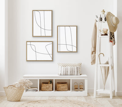 Sylvie Modern Line Abstract Black and White Framed Canvas Set by kateandlaurel - product image 16 for Resin Society