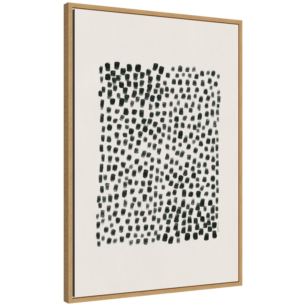 Abstract Black framed canvas wall art print by Gabrielly Guedes showing layered black and gray shapes in Sylvie frame