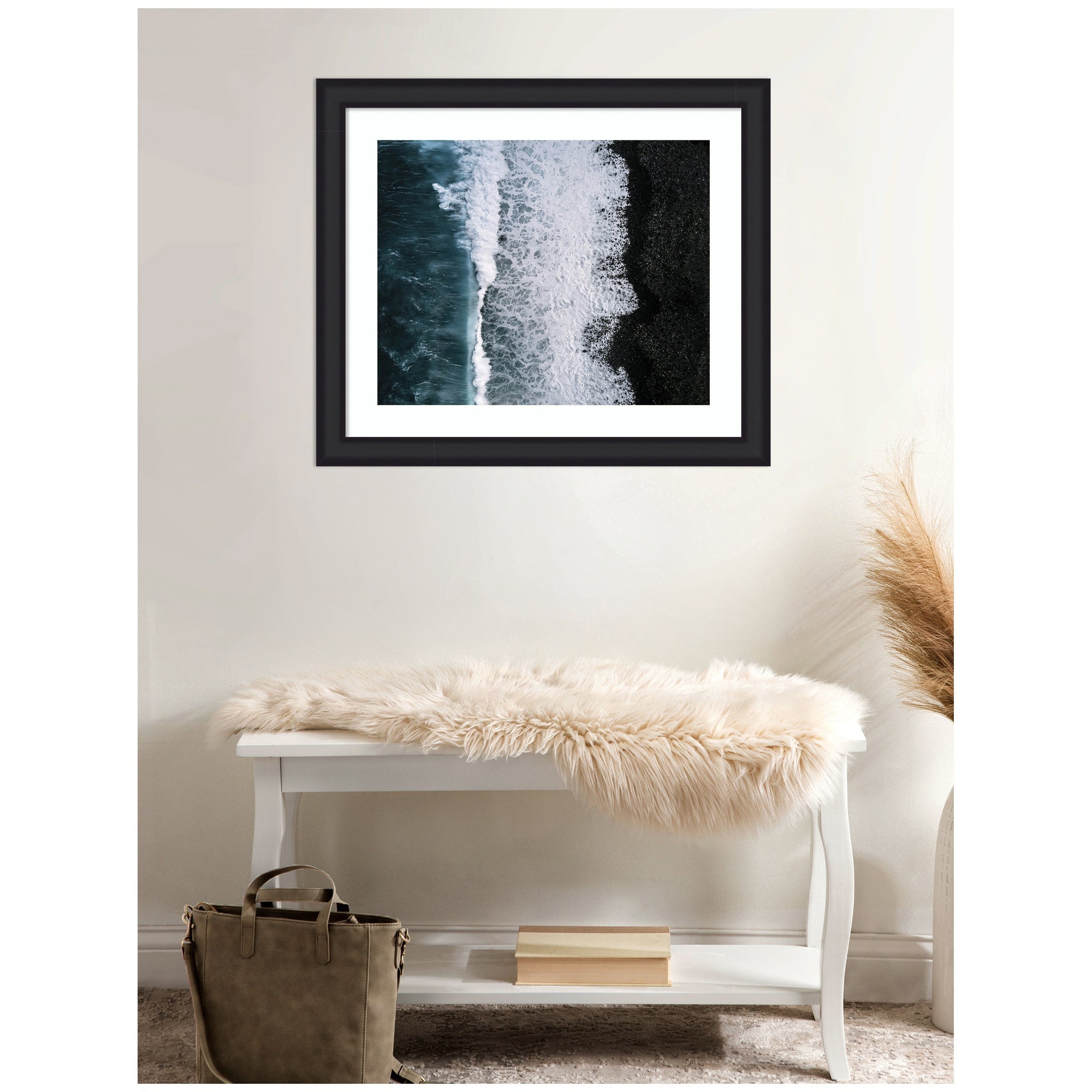 Framed Art Ocean Waves on the Black Beach in Iceland by Michael Schauer