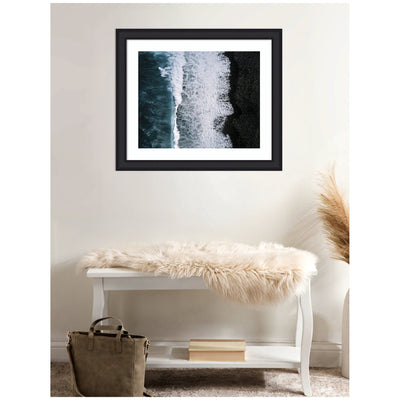 Framed Art Ocean Waves on the Black Beach in Iceland by Michael Schauer