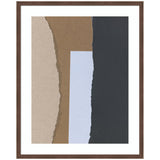 Torn Paper No3 framed wall art print by Mareike Bohmer, showing layered paper texture in muted beige and brown tones in a black frame on a white wall.
