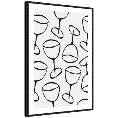 Framed canvas wall art print titled 'Wine Everywhere' by Gabrielly Guedes in a black beaded frame