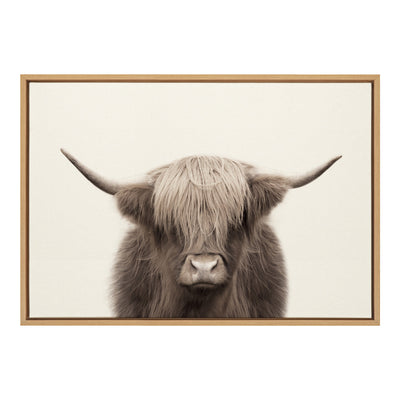 Sylvie Hey Dude Highland Cow Color Framed Canvas by The Creative Bunch