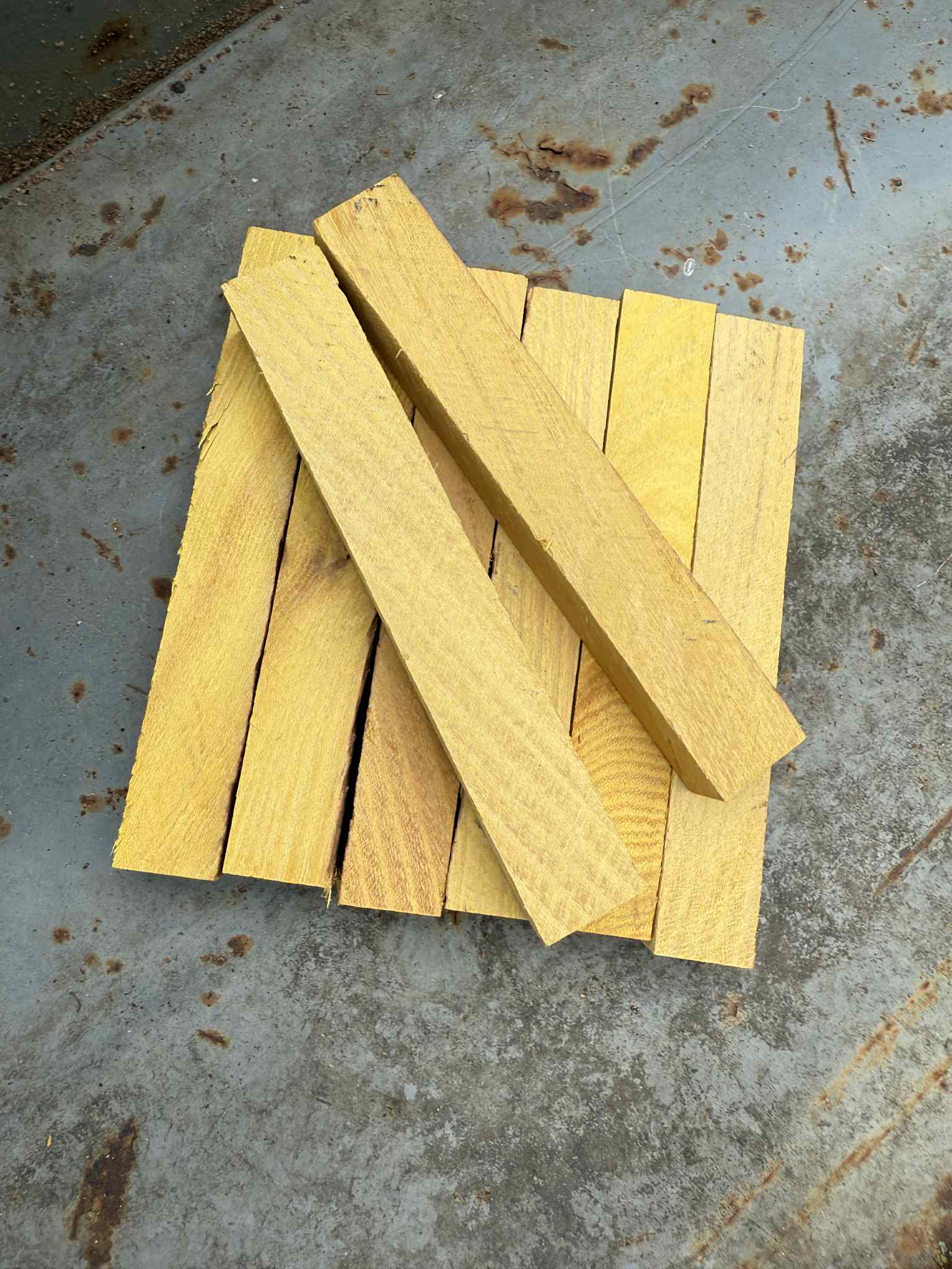 Hand-cut Osage Orange wooden pen turning blanks ready for lathe use