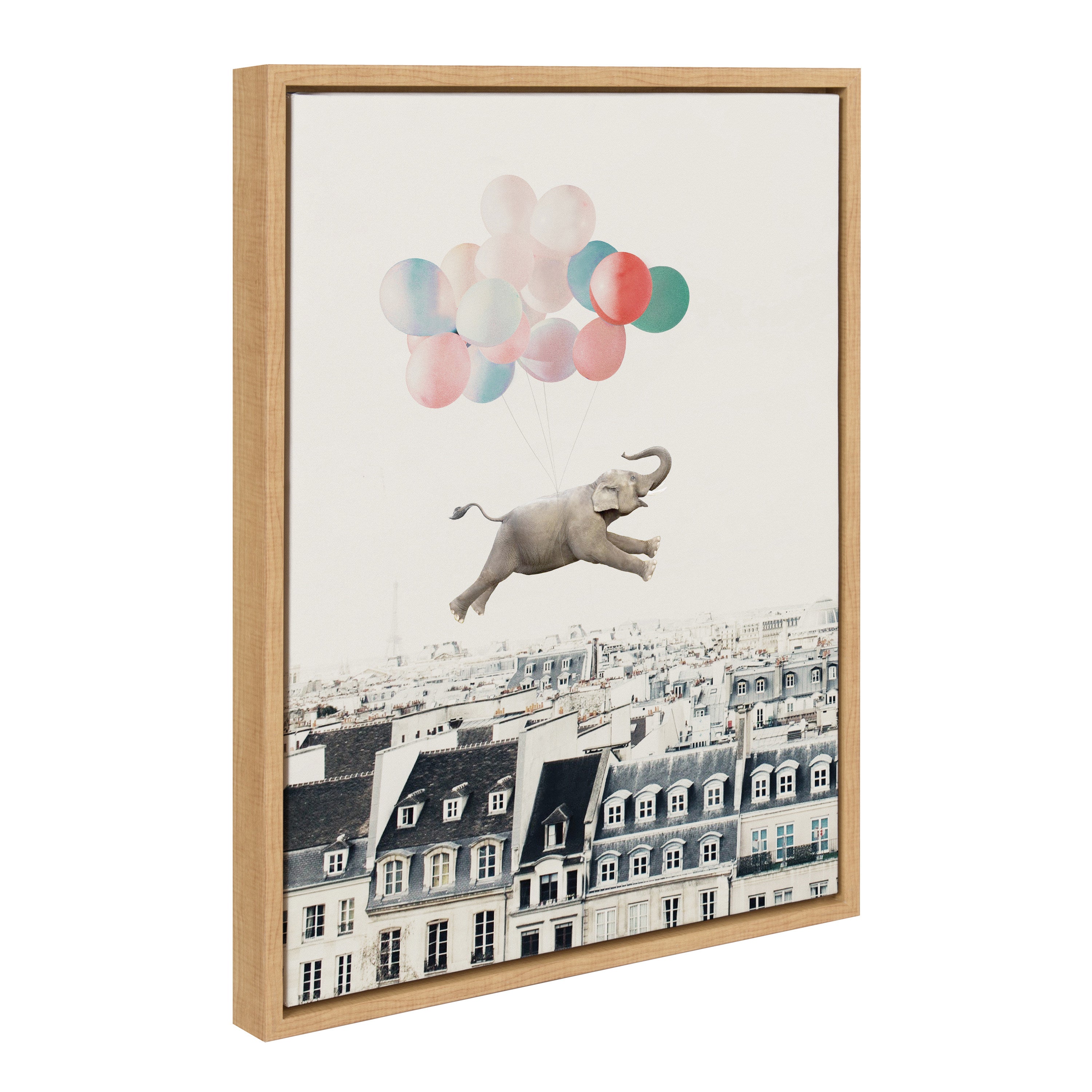 Sylvie Happy Elephant in Paris Framed Canvas by July Art Prints