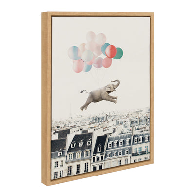 Sylvie Happy Elephant in Paris Framed Canvas by July Art Prints